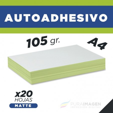 Papel Foto Autoadhesivo - 105 gr. Matte A4 (x20) Papel Foto Autoadhesivo - 105 gr. Matte A4 (x20)