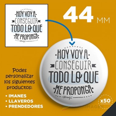 Personalización de botones publicitarios de 44 mm. (x50)
