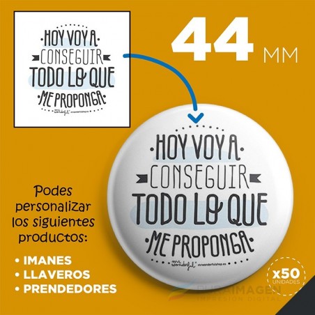 Personalización de botones publicitarios de 44 mm. (x50) Personalización de botones publicitarios de 44 mm. (x50)