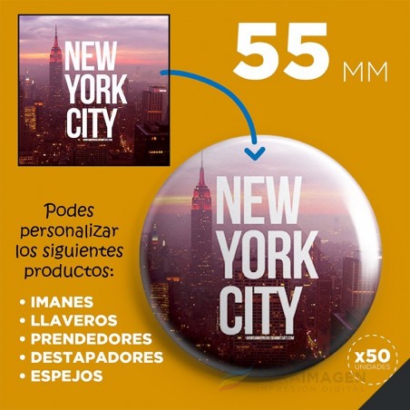 Personalización de botones publicitarios de 55 mm. (x50) Personalización de botones publicitarios de 55 mm. (x50)