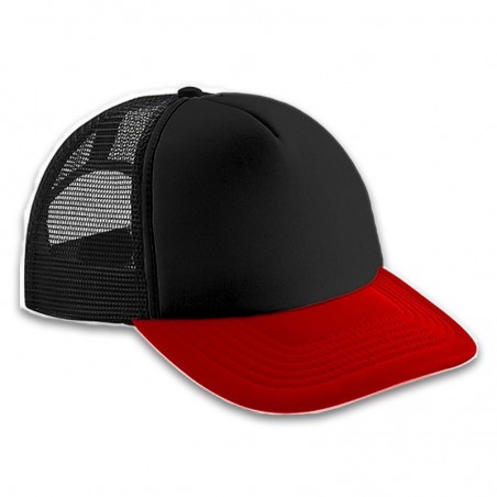 Gorra Trucker Adulto Negra - Frente Rojo Gorra Trucker Adulto Negra - Frente Rojo