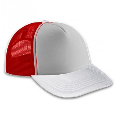 Gorra Trucker Adulto Combinada - Blanca - Roja - Frente Blanco