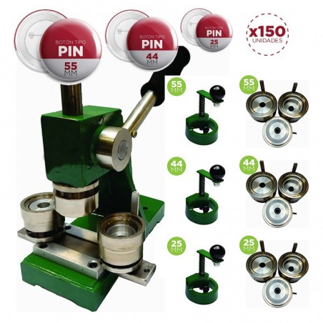 Máquina Botones Publicitarios de 25,44 y 55 mm - Tipo Botón/Pin (COMBO COMPLETO) Máquina Botones Publicitarios de 25,44 y 55 mm - Tipo Botón/Pin (COMBO COMPLETO)