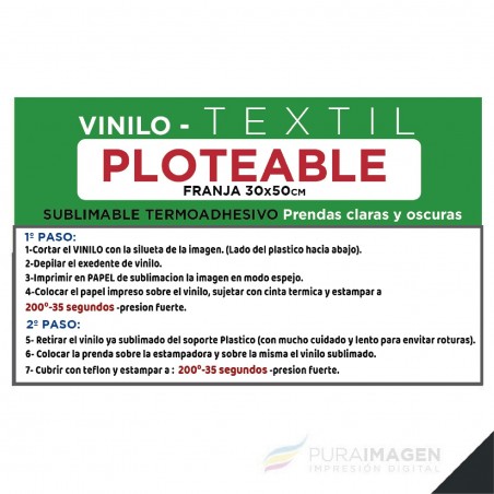 Vinilo textil sublimable Con Soporte Ploteable - 31x51cm