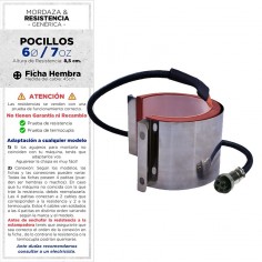 Resistencia para Pocillos Rectos 6Ø / 7oz - Ficha Hembra...