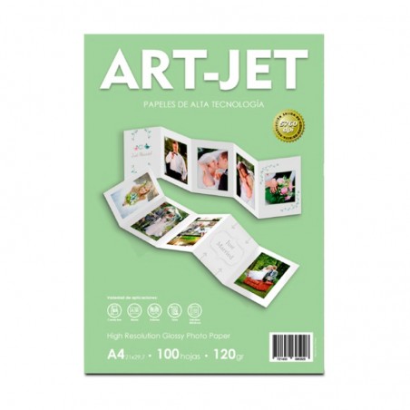 Resma de 100 Hojas A4 Brillo / 120gr. / Simple Faz / Papel Fotográfico Fino - Linea Art-Jet