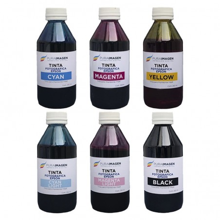 Pack de 6 Tintas Fotográficas Premium (CMYK) x1,5Lts / Impresoras Inkjet