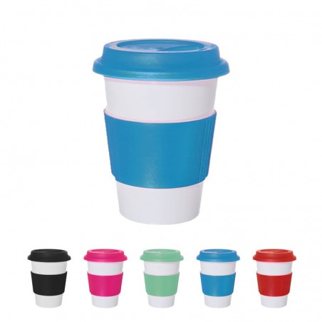 Vaso plástico cónico de café térmico con tapa y agarre de silicona / para Sublimar