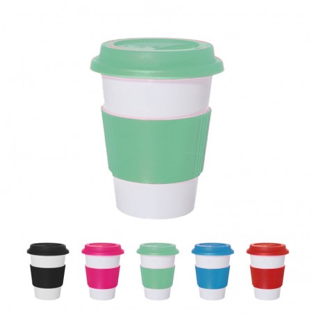 Vaso plástico cónico de café térmico con tapa y agarre de silicona / para Sublimar