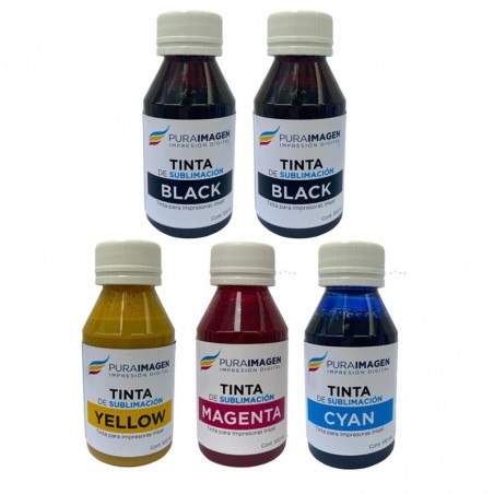 Pack de 5 Tintas de Sublimación (CMYKK) x500ml - Calidad Alemana / Impresoras InkJet