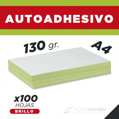 Resma de 100 Hojas Autoadhesivas A4 Brillo / 130gr. / Papel Fotográfico