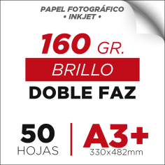 Resma de 50 Hojas A3+ Brillo / 160gr. / Doble Faz / Papel...