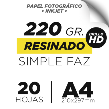 Resma de 20 Hojas Resinadas Santinadas A4...