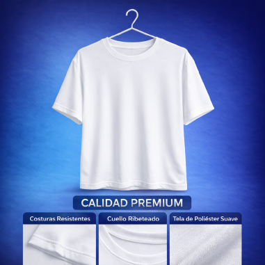 Remera blanca 100% poliester de Adulto unisex -...