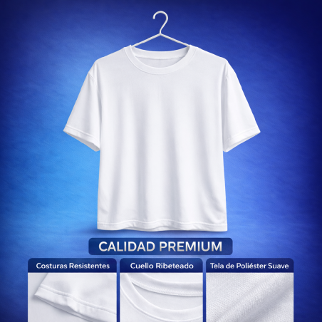 Remera blanca 100% poliester de Adulto unisex - Mangas cortas / para Sublimar